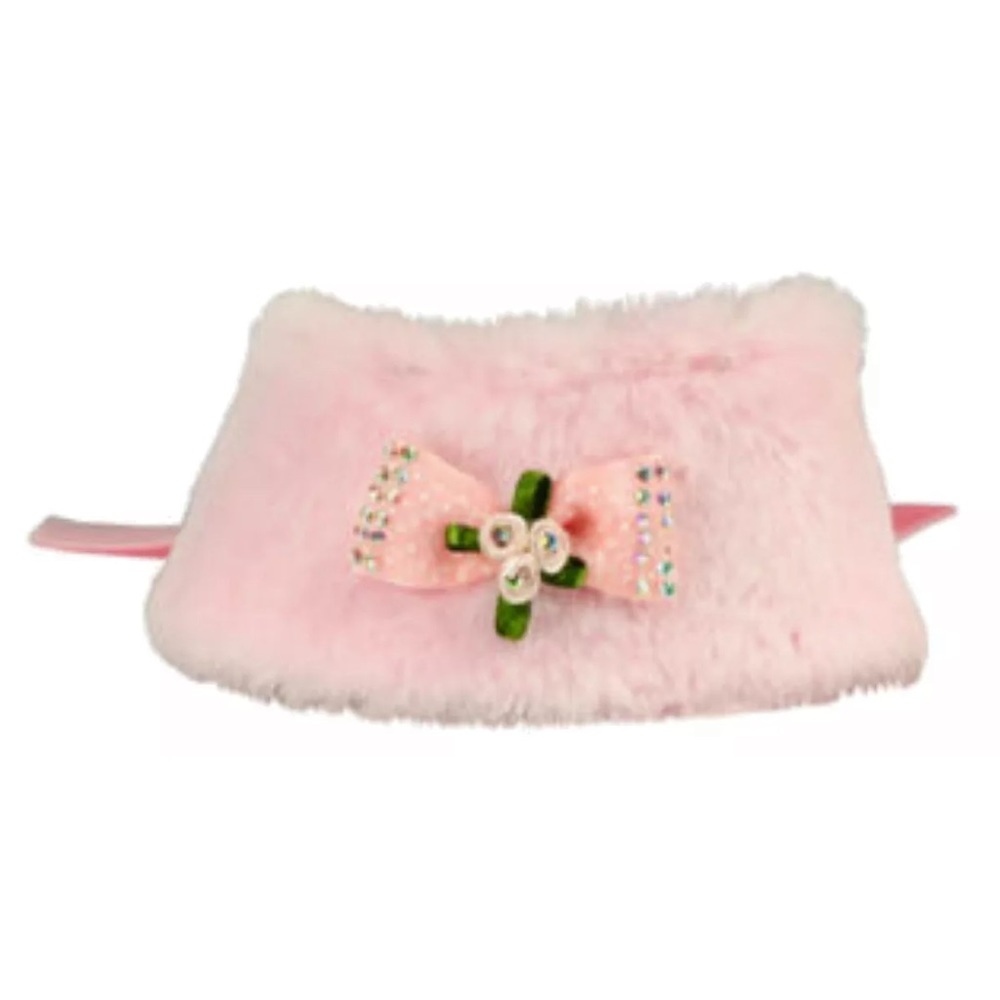 Hip Doggie Luxe Faux Fur Cape XLarge Pink Embellished Rhinestones Flower NWT